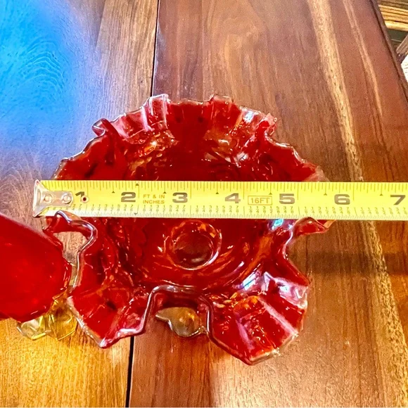 Fenton Amberina Glowy Glass Colletion Swung glass, Compote, and Trinket Dish